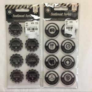 NIP Pink Paislee Clear Cling Stamps Two 8 Piece Sets